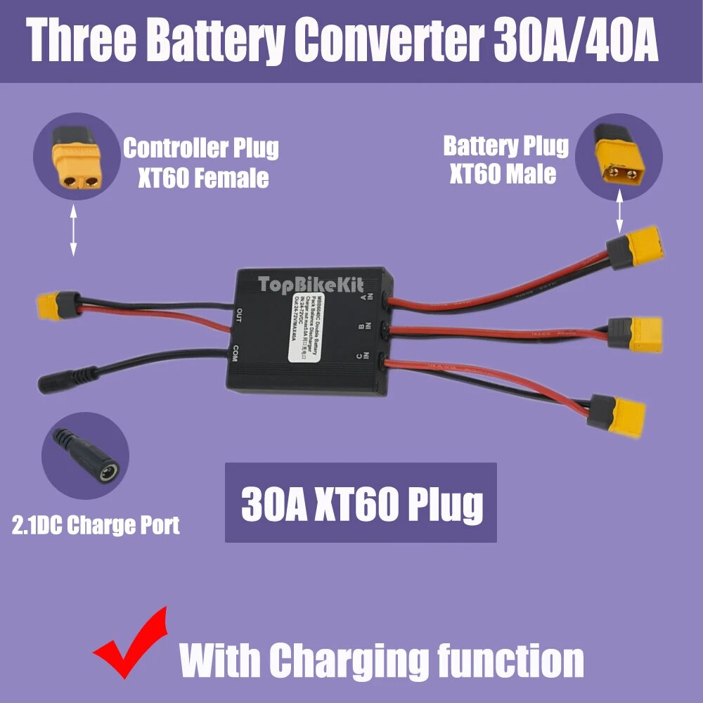 Преобразователь аккумулятора Ebike 30A/40A с зарядкой XT60