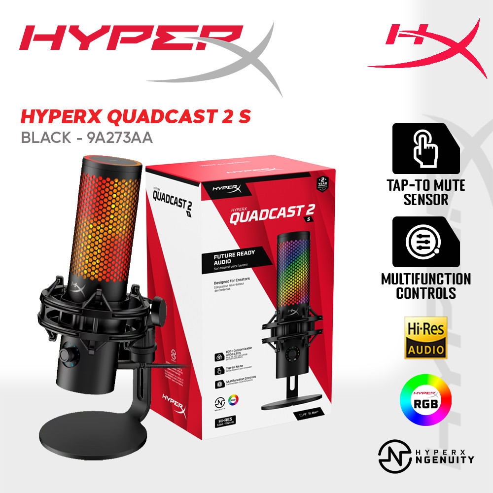 Микрофон HyperX QuadCast 2S Black, игровой USB-микрофон конденсаторного типа (9A273AA)