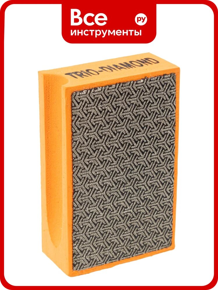 Губка алмазная шлифовальная 90x55 мм, № 100, TRIO-DIAMOND 142100, стекло, для точной обработки кромки