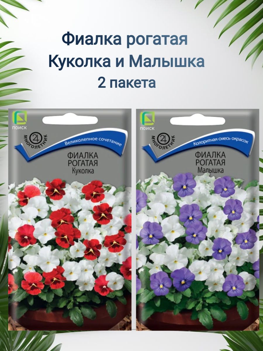 Фиалка рогатая Куколка и Малышка 2 пакета семян
