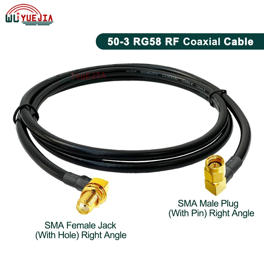15 см ~ 20 м RG-58/U RF-кабель Разъем типа SMA «папа» 90 ° Угловая вилка к коаксиальному удлинительному кабелю RG58 с гнездом SMA RP-SMA Male
