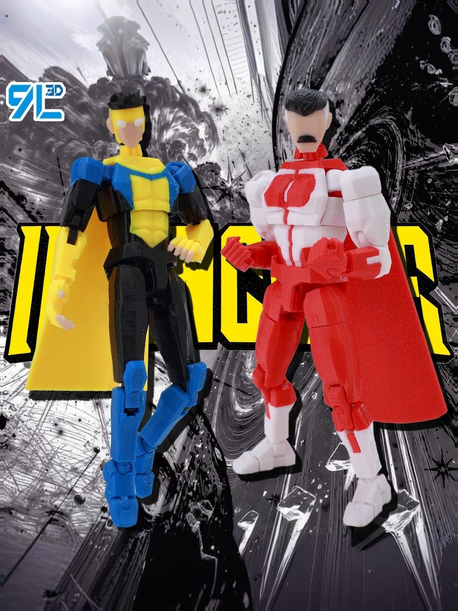 9L3D Фигурка набор Непобедимый герой + Всемогущий герой, Invincible, T13, Titan 13, Lucky 13, Dummy 13, 3D печатная шарнирная модель, подарок для любителей аниме, сериалов и фильмов