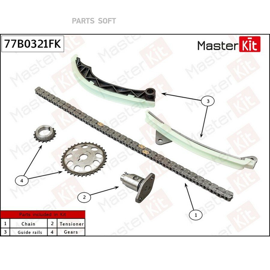 Комплект цепи ГРМ LIFAN LFB479Q1 от официального дистрибьютора, MASTERKIT, артикул 77B0321FK