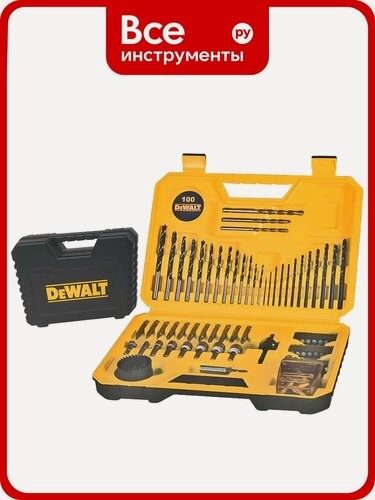 Изображение товара Набор сверл и бит DEWALT DT71563, 100 предметов, универсальное решение для работ по дереву, металлу и бетону