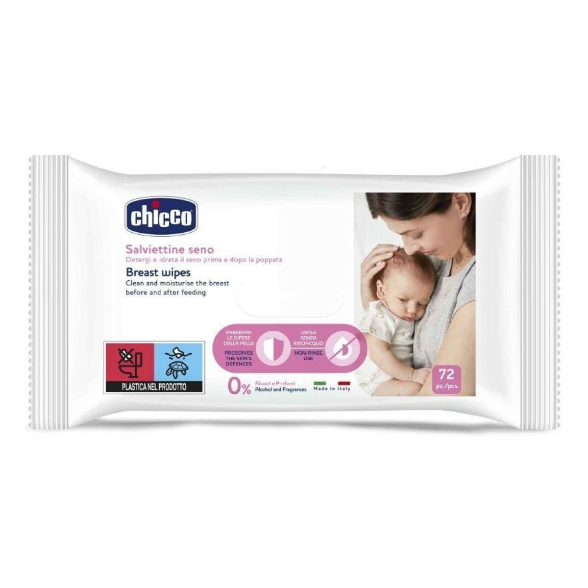 Chicco, салфетки влажные для груди очищающие, 72 шт.