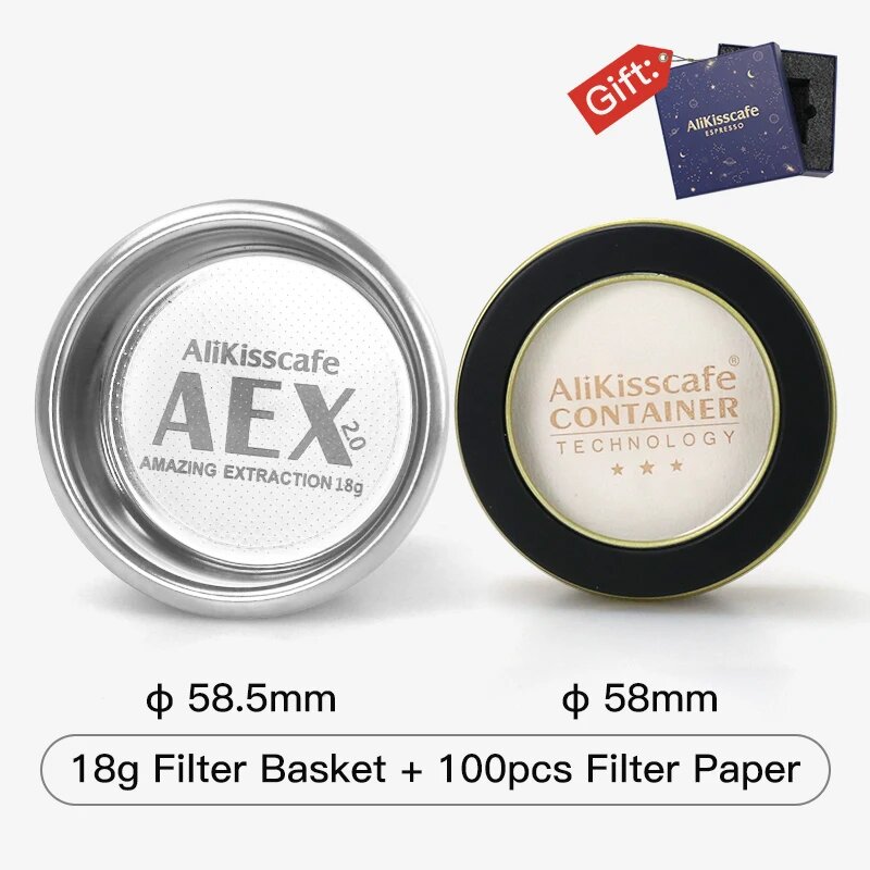Фильтр-корзина ALIKISSCAFE Precise 58 мм из нержавеющей стали для портофильтров 18 г Set Of 58MM 18g