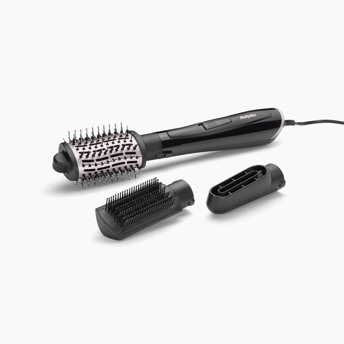 Фен-щетка для волос BaByliss Style Smooth 1000 AS128E, 1000 Вт, 3 насадки, ионизация, 2 режима нагрева и холодный обдув, черный