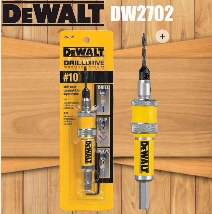 DW2702 Сверло Drill Flip Drive 2-в-1 №10 коунтерсинк, быстросменный переходник для сверления и вождения с оксидным