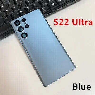 Корпус S22Ultra для Samsung Galaxy S22 Ultra S908, стеклянная задняя крышка для ремонта и замены, задний корпус телефона + объектив камеры