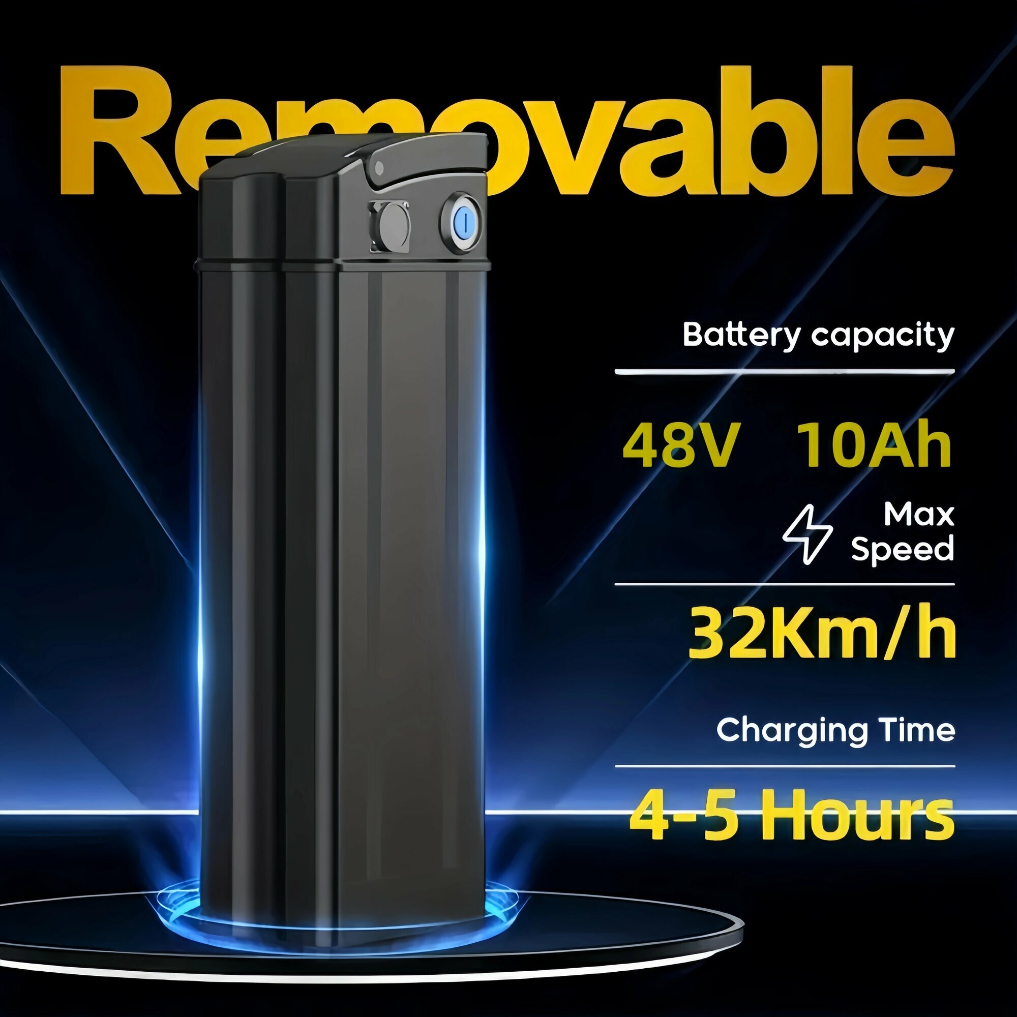Аккумулятор для электрического велосипеда 2025, нижний разряд, 48V 13S5P 10Ah с зарядным устройством 54.6V3A