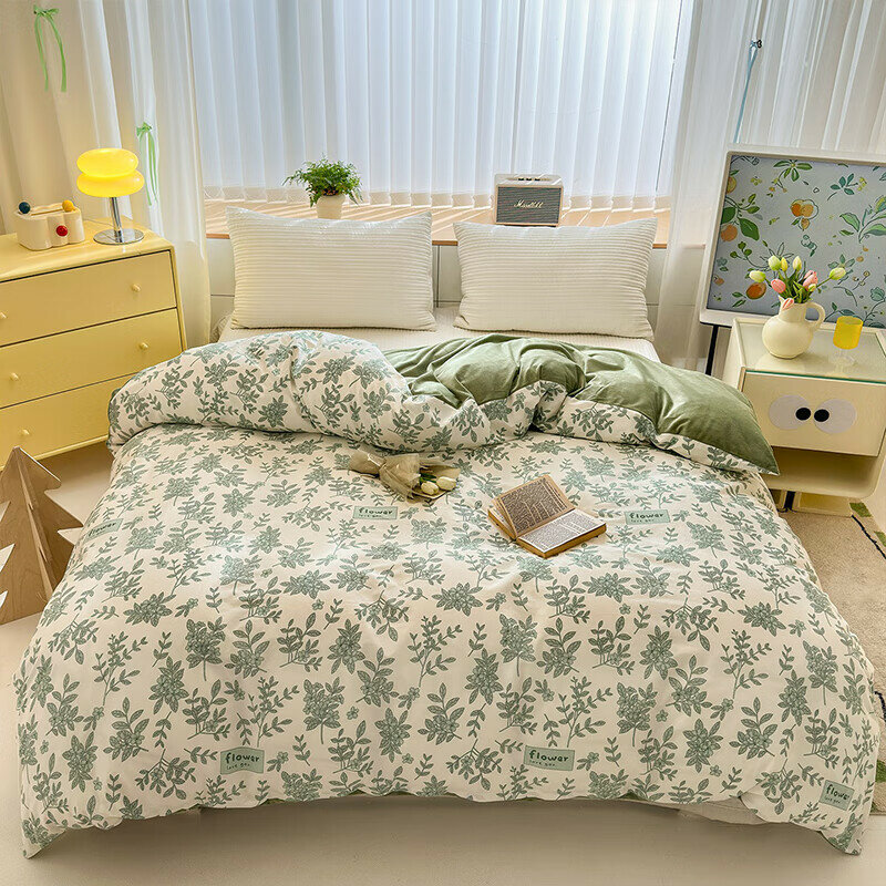 Набор из 4 предметов MUJI из молочного вельвета для двуспальной кровати 200x230 см Размер：Стиль постельного белья