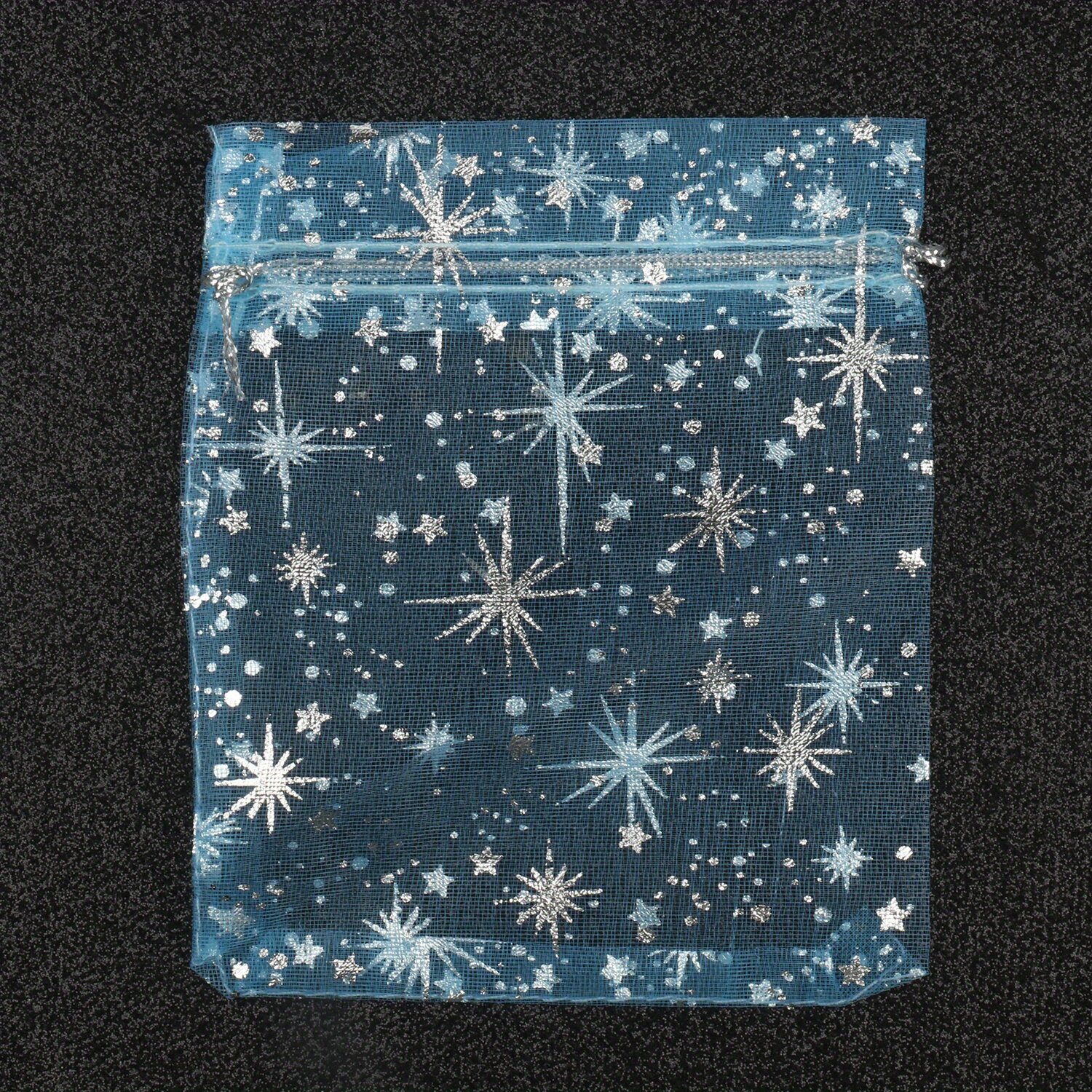 Органзовые мешочки на шнурке для украшений с принтом гипсофилы, 50 шт, синий, 3,94 x 4,72 дюйма