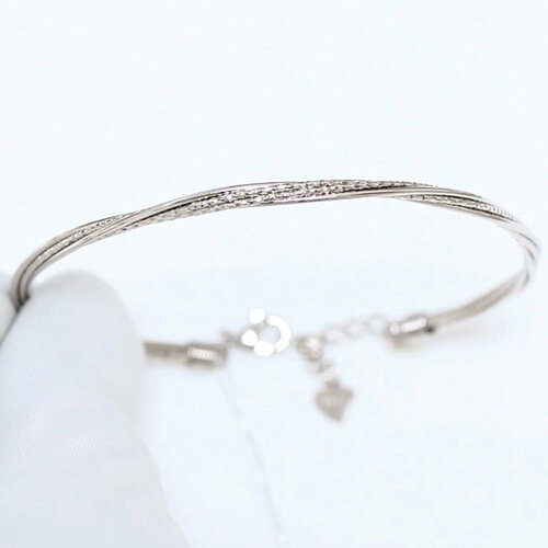 фото Браслет diamant online, серебро, 925 проба, родирование, длина 19 см., прозрачный