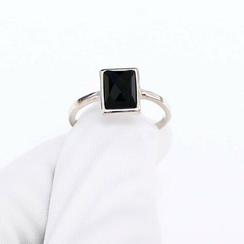 фото Кольцо diamant online, серебро, 925 проба, родирование, оникс, размер 18, темно-синий