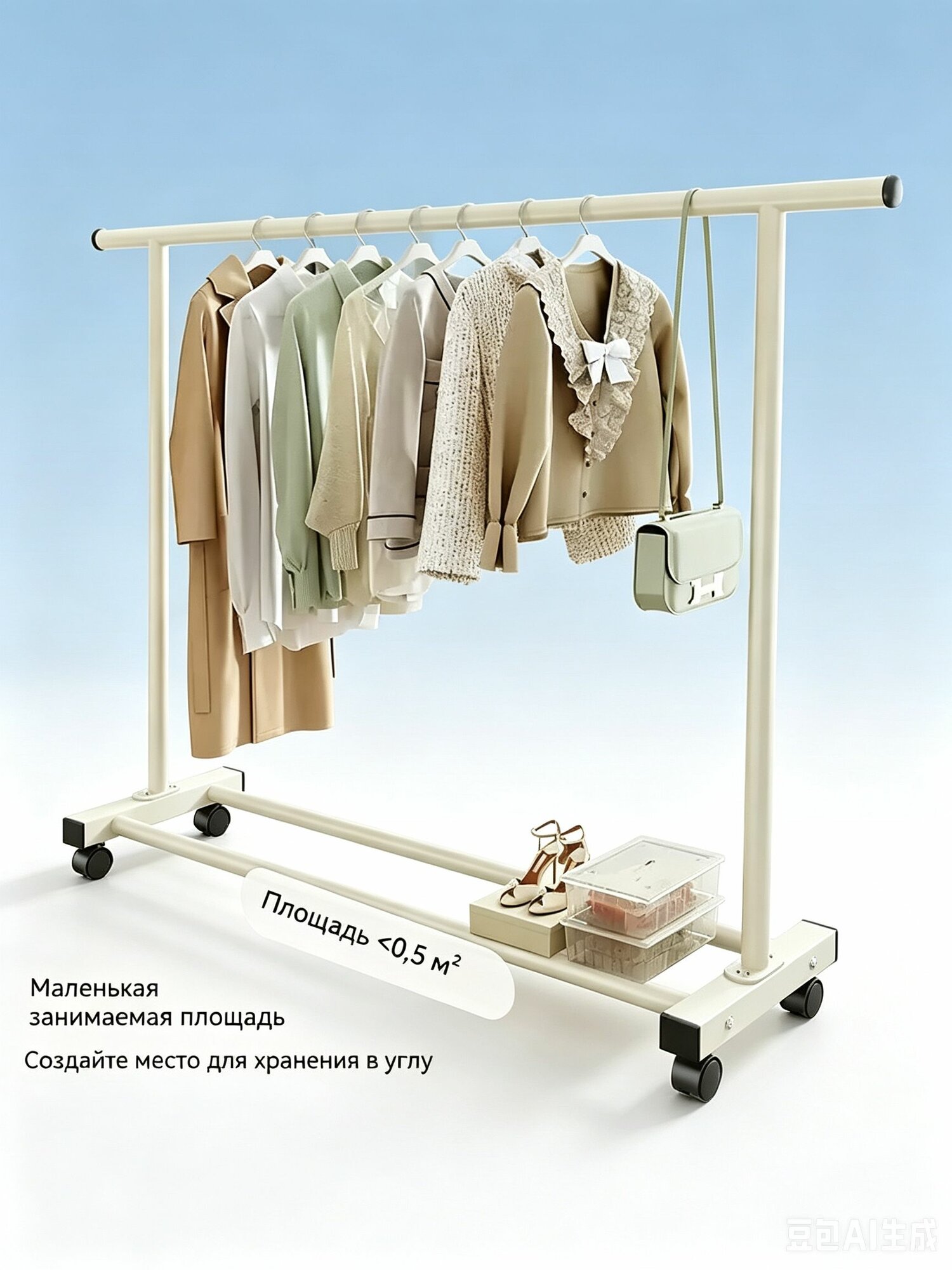 Вешалка напольная, для одежды, нескользящее покрытие, 140 см x 38 см