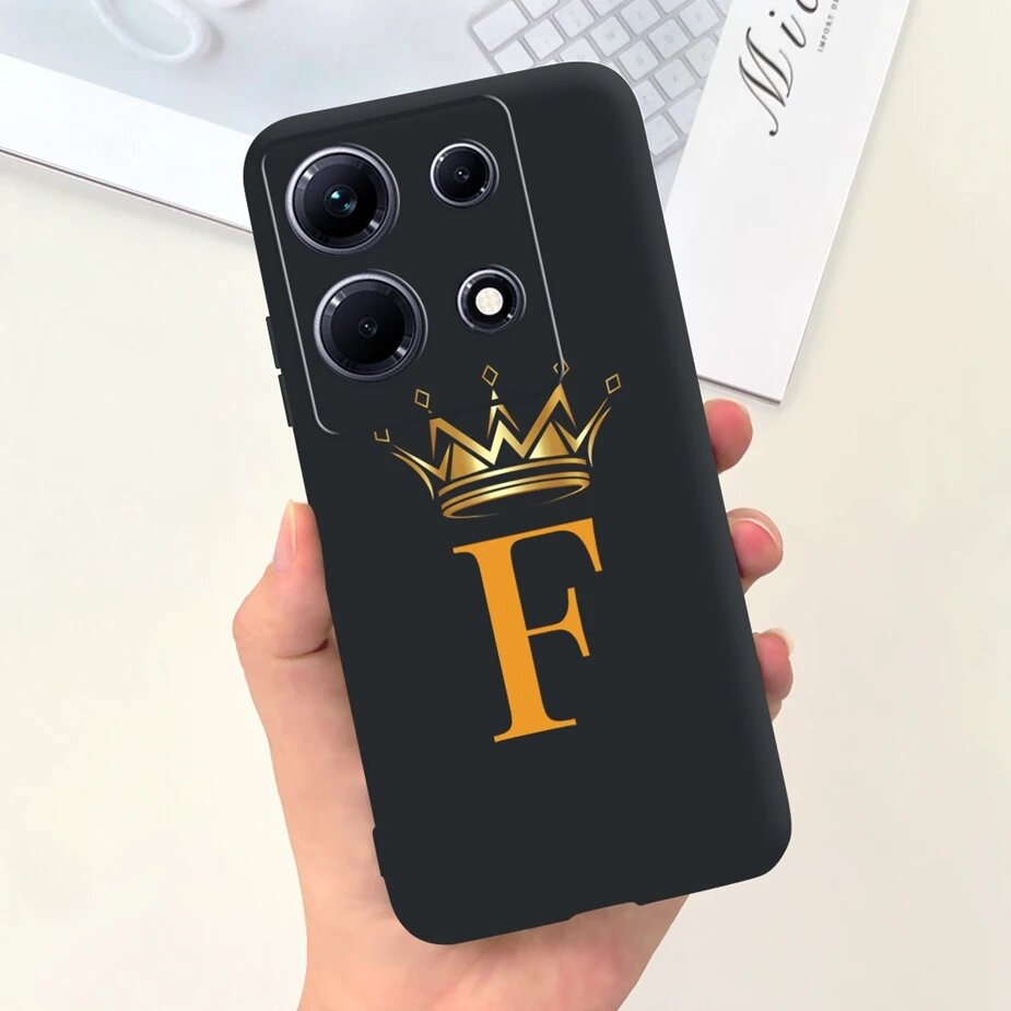 Для Infinix Note 30 чехол Cute Crown Letters Cover For Infinix Черный, Black F, Infinix Note 30 4G