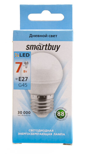 Светодиодная LED лампа Smartbuy SBL-G45-07W-40K-E27 дневной свет.