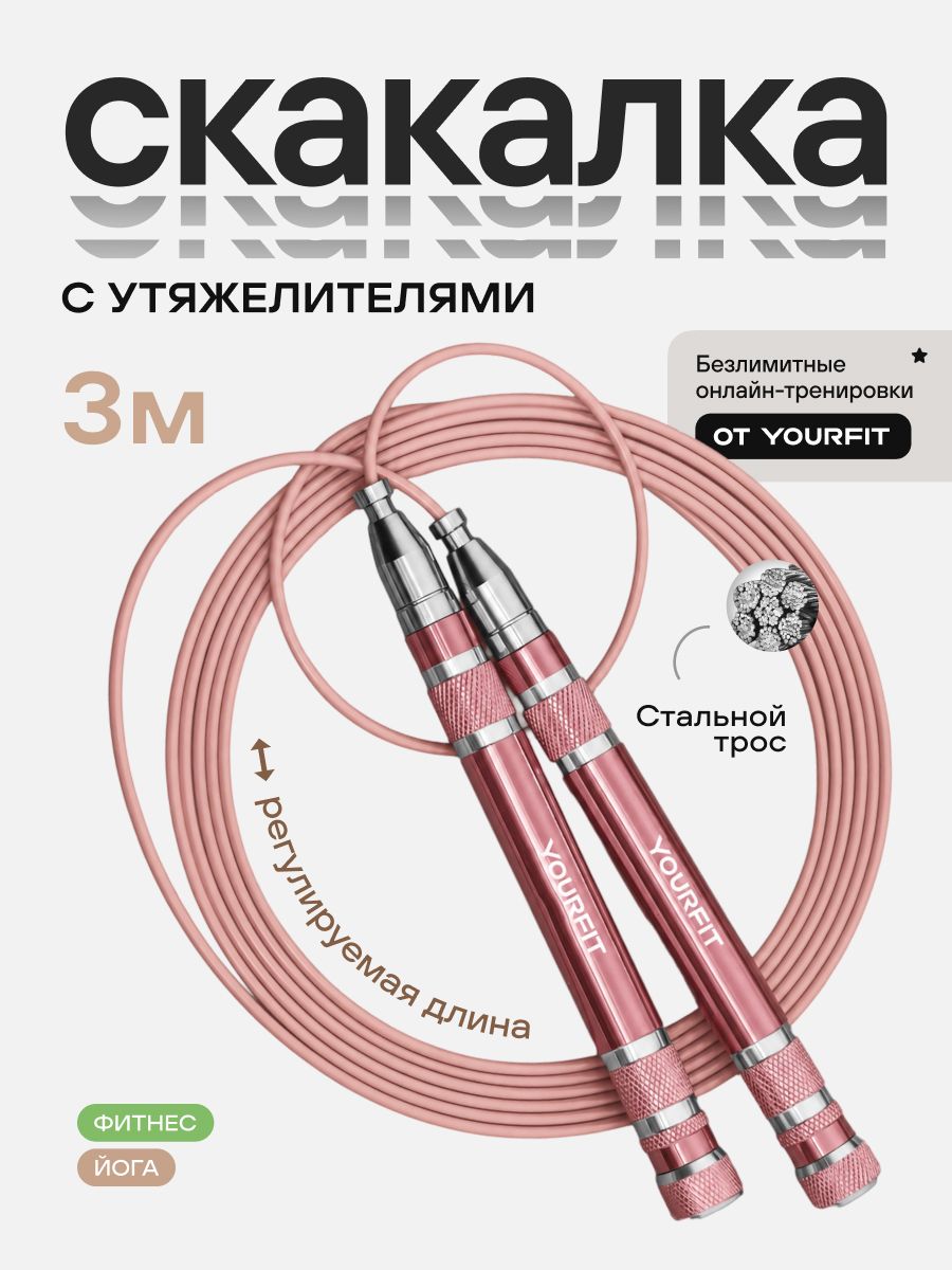Скакалка Jump Rope с подшипниками скоростная регулируемая для фитнеса, кроссфита и бокса