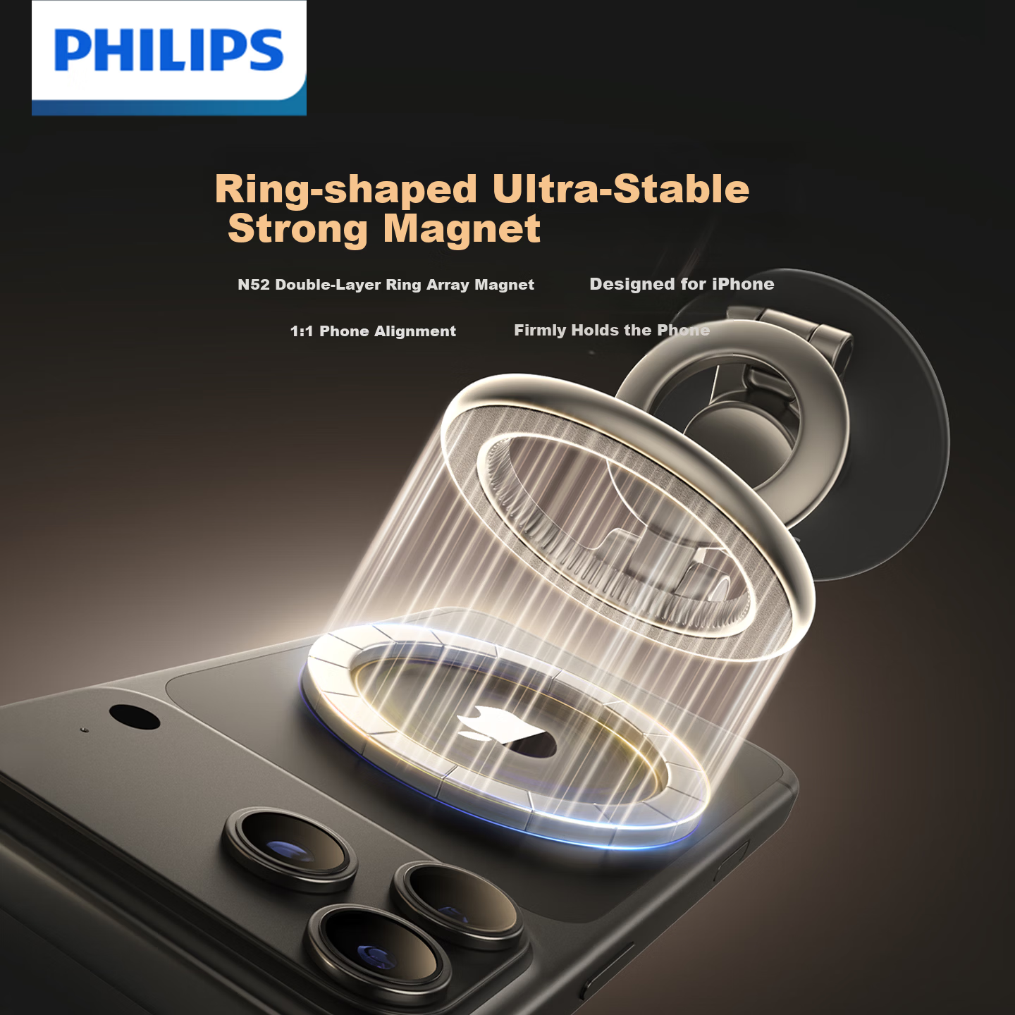 PHILIPS 2026 Магнитный автомобильный держатель для телефона с противоскользящим креплением на приборную панель 2327