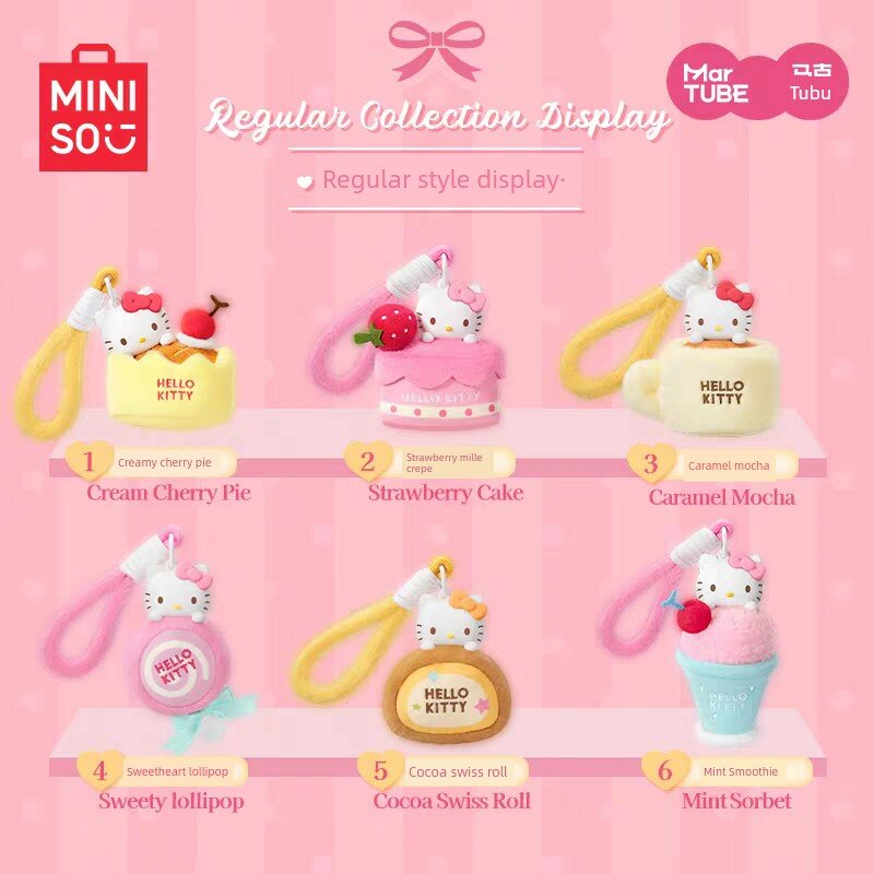 MINISO Hello Kitty Sweet Workshop Плюшевый Брелок с Ароматом Сюрприз-Бокс Полный Набор 6 Разных Персонажей