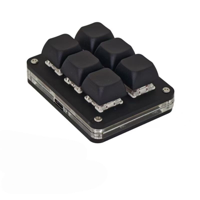 HCY Мини-клавиатура Макро-панель 6 Кнопок Без Ручки Синий Черный RGB Подсветка Геймерские Стриминг Периферия