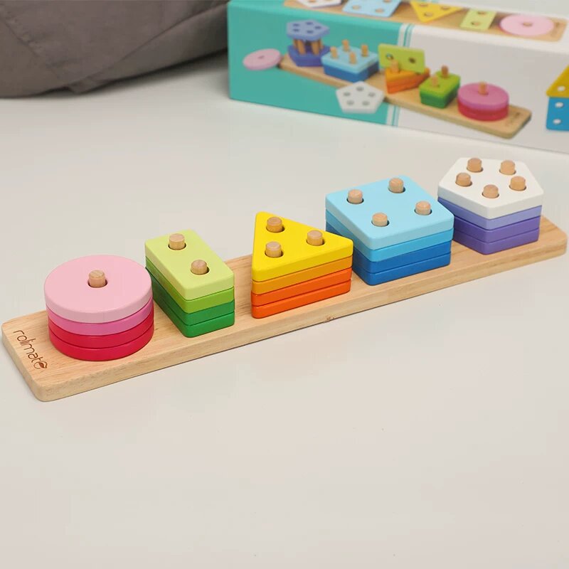 Длинные геометрические стека Бобби для детей 1-3 лет - расширенная обучающая игрушка
