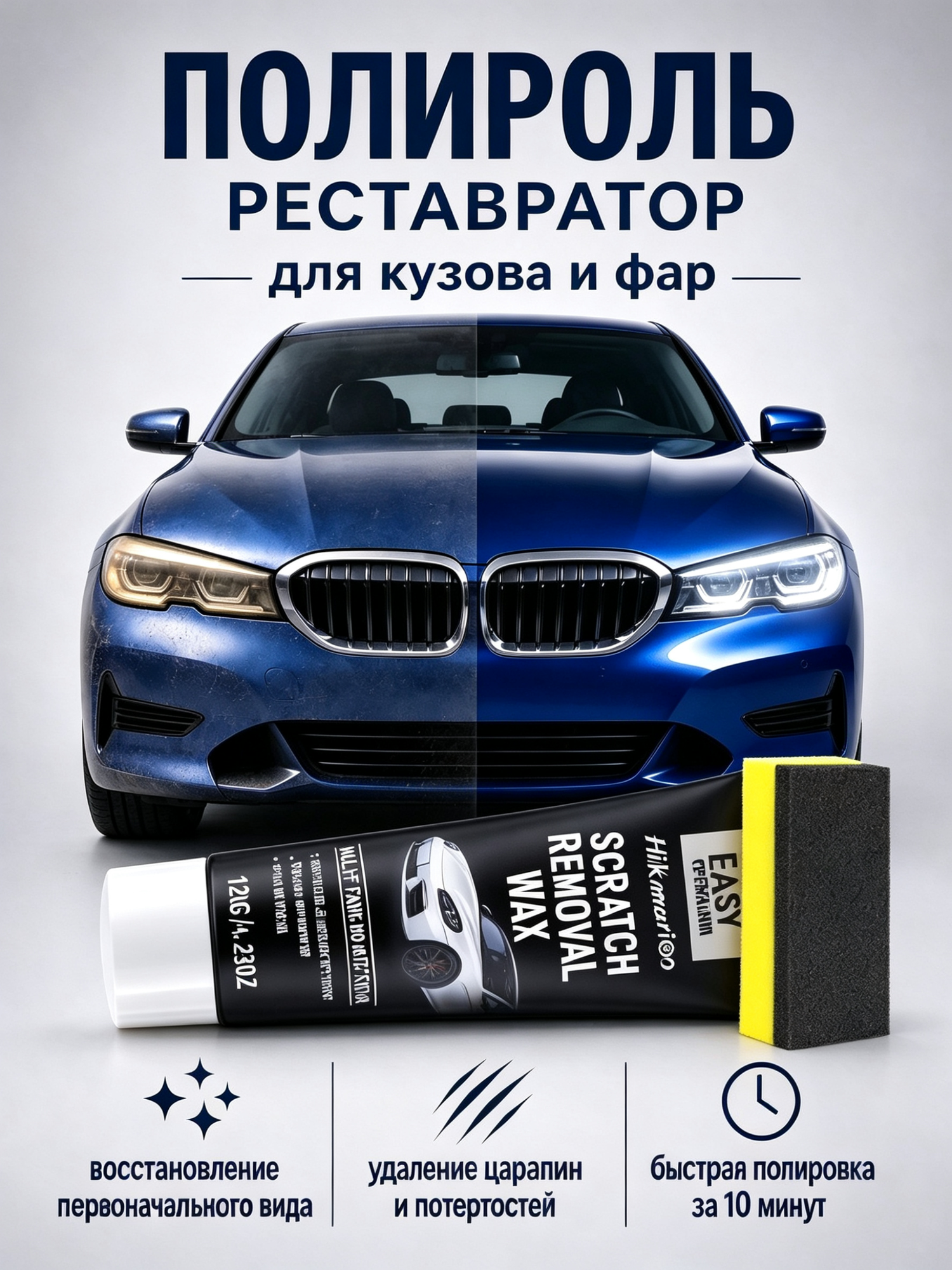 Полироль от царапин на кузове автомобиля Полироль кузова сверхбыстрый для автомобиля