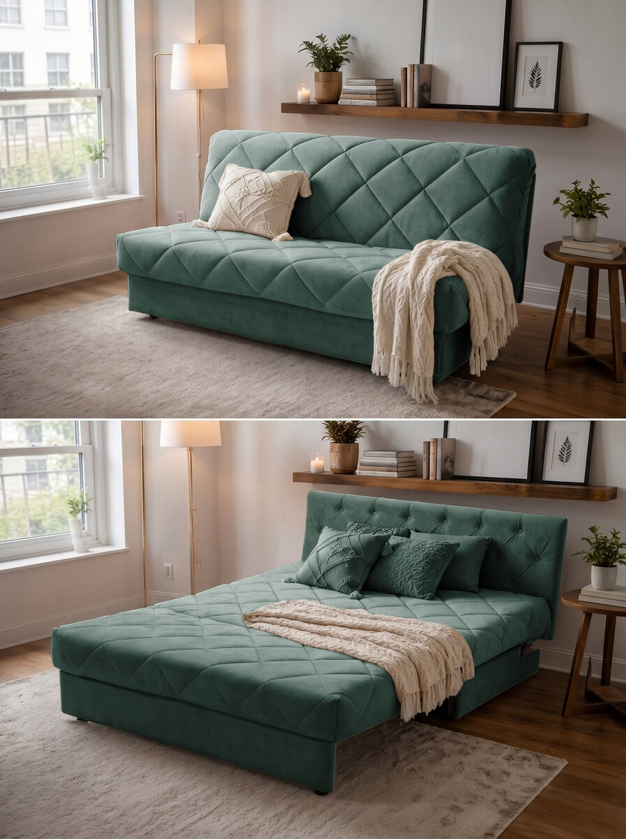 Диван Римус Лайт Velutto 20 FM 146x110x92 см, зеленый Велютто, аккордеон Фиеста