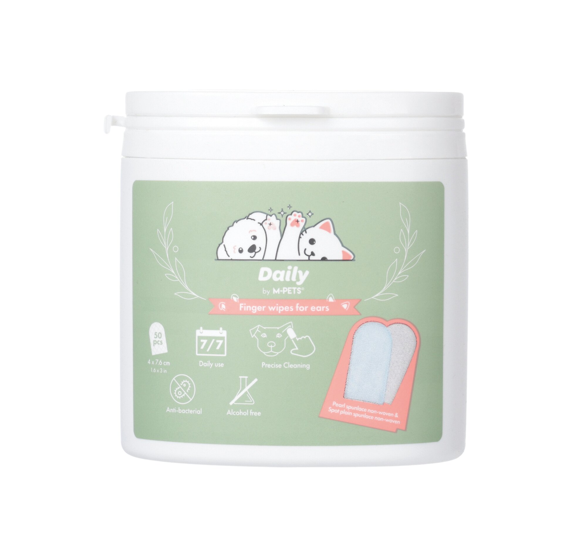 M-Pets Daily очищающие салфетки для ушей собак и кошек 50 шт. упаковка 2 шт