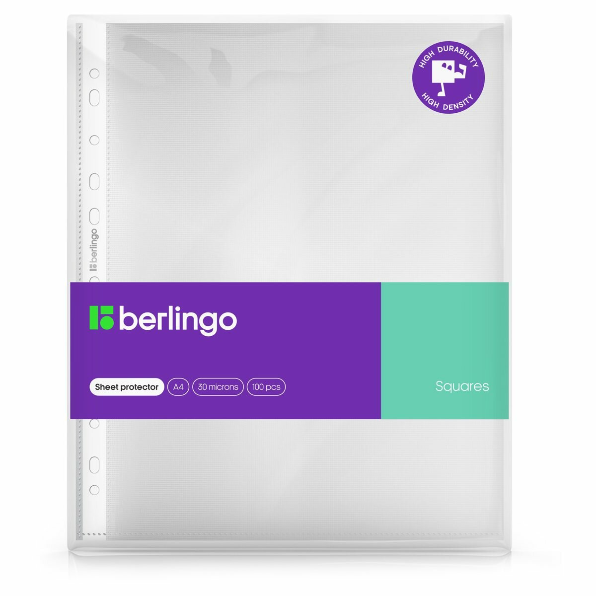 Файл-вкладыш с перфорацией Berlingo Squares (А4, 30мкм, рельефный матовый) (SPs_A4030), 100шт.