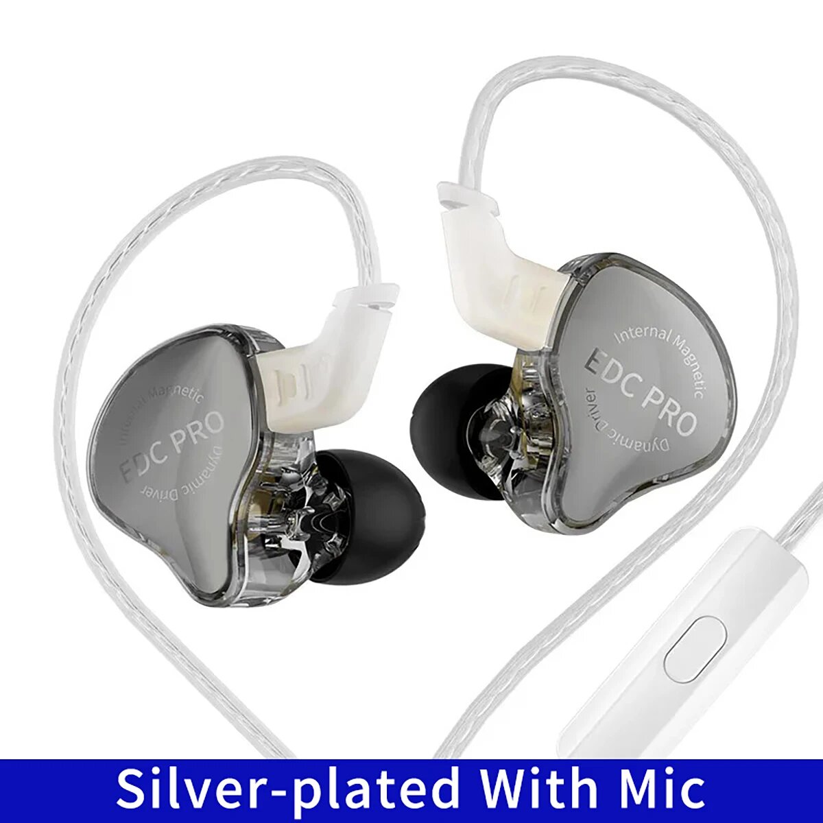 Наушники KZ EDC PRO проводные внутриканальные Silver Plated Mic