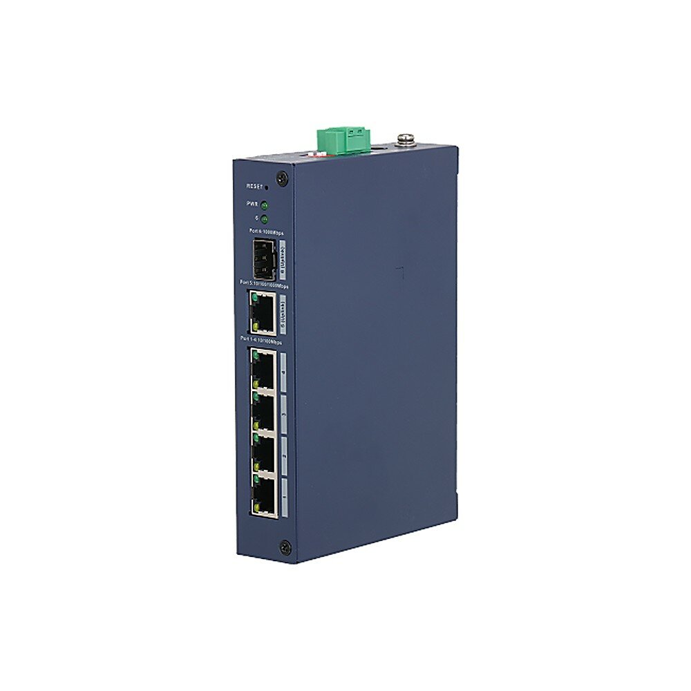 Коммутатор Dahua DH-CHS4106-4ET — 4 порта PoE, 1 SFP, облачное управление, DIN-рейка