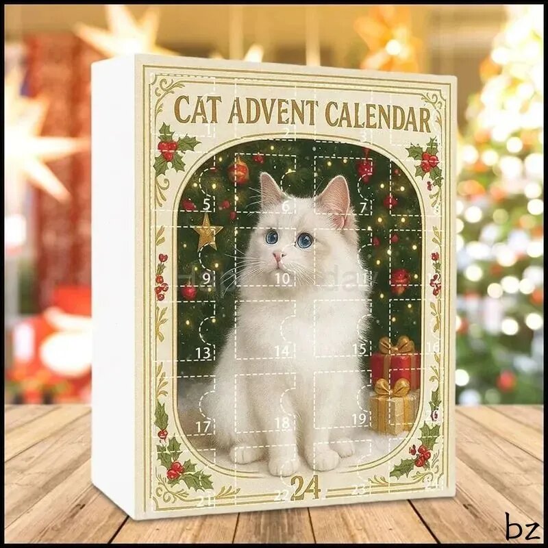 Cat Advent Calendar 2025 Симпатичные украшения для кошек 24 дня Рождественский календарь обратного отсчета