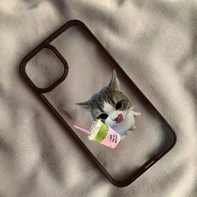 Милый чехол для телефона с котиком и баббл-чаем для iPhone 17 Air, 16 Pro Max, iPhone17 Про Макс, C