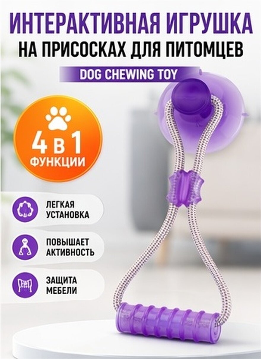 Интерактивная Игрушка С Присосками Для Кошек И Собак Фиолетовый M