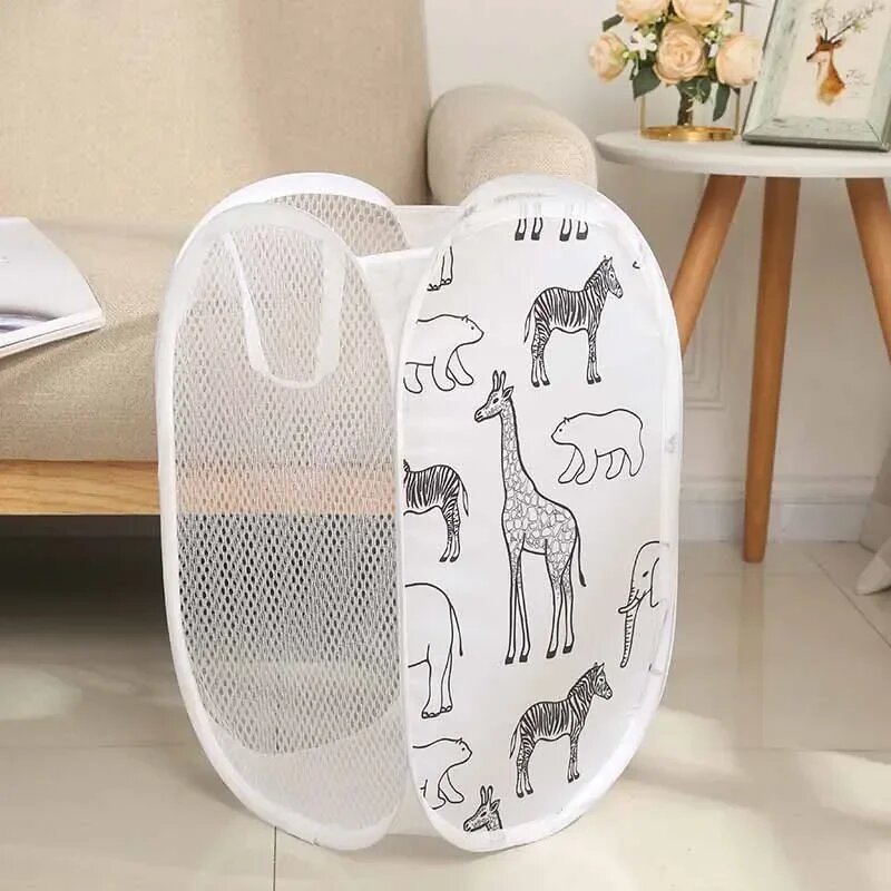 Складная сетчатая корзина для белья Baby Bath Toy Organizers Basket Белый, white