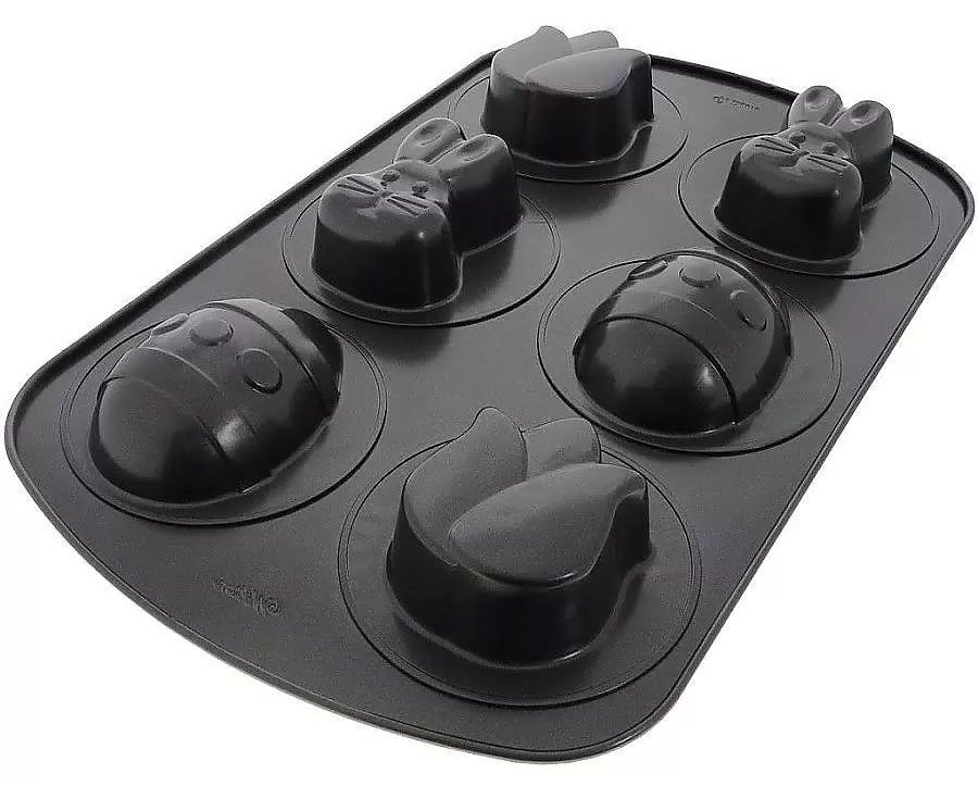 Форма для выпечки металическая 6 ячеек зайка, тюльпан, яйцо Wilton