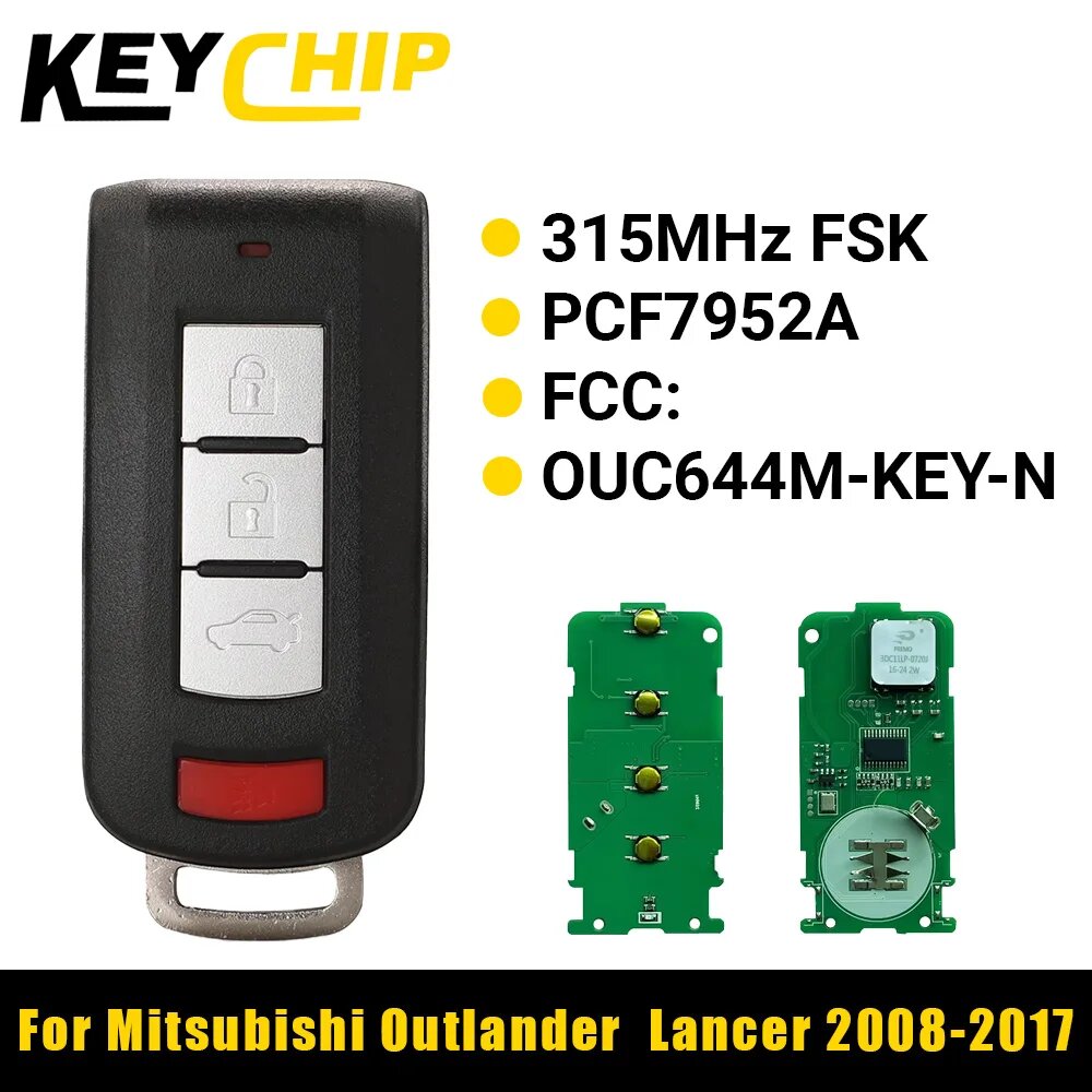 KC 4btns умный дистанционный ключ без ключа для Mitsubishi Lancer Outlander Galant 315 МГц PCF7952A чип OUC644M-KEY-N без маркировки