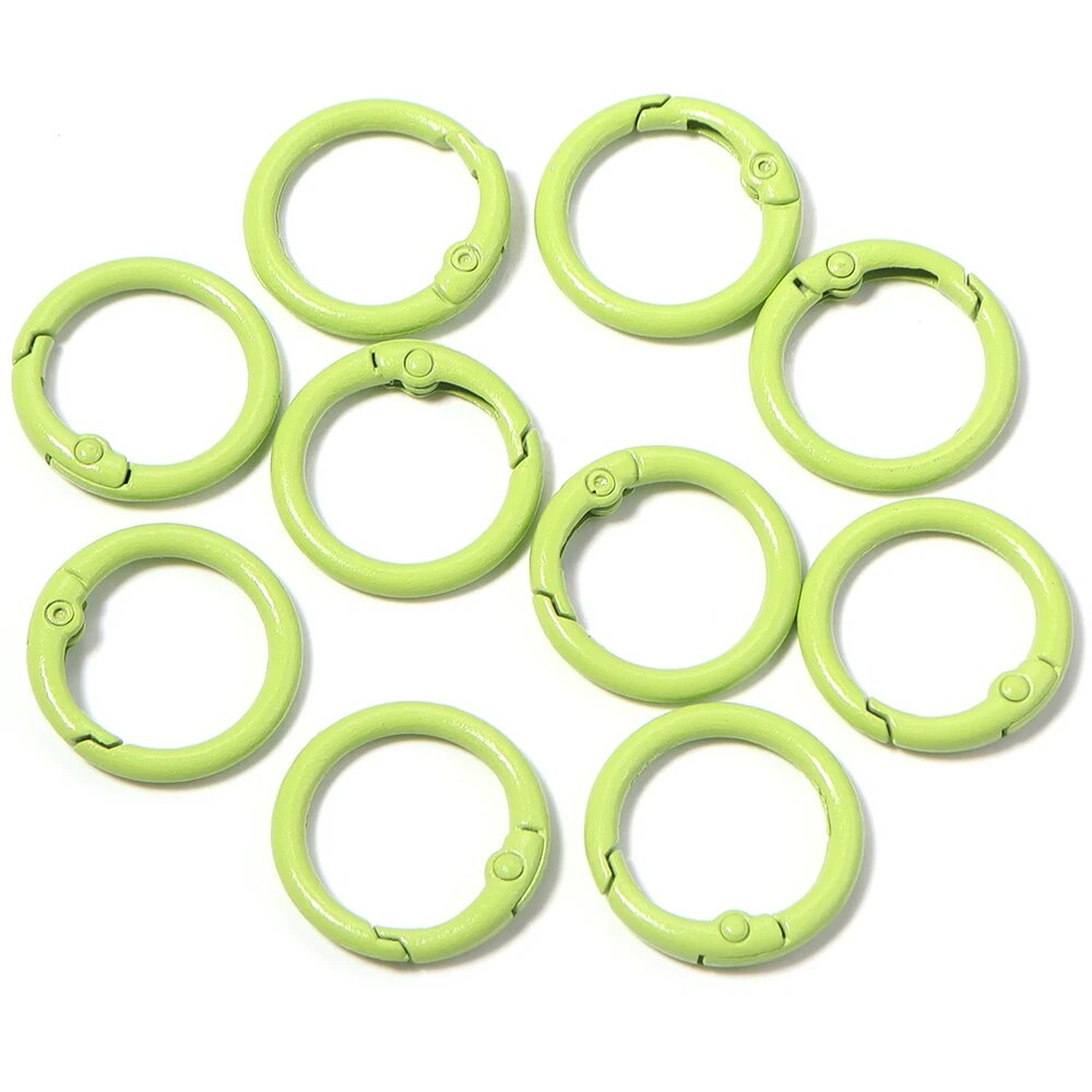 20 шт. круглые пружинные защелки-карабины Louleur из сплава 23 мм Зеленый, light green