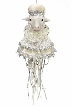 Ёлочная игрушка овечка бриенна - королевская пастораль, полистоун, текстиль, 45 см, Кристмас Делюкс (Christmas.