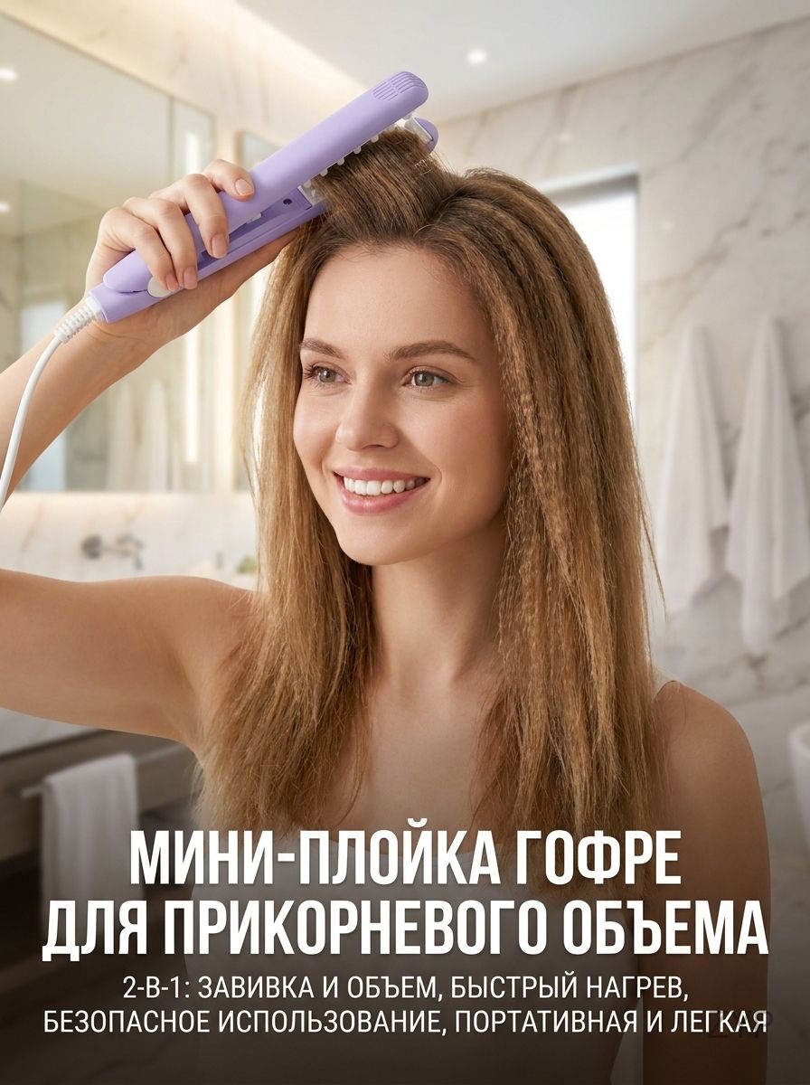 Мини-плойка гофре портативная для прикорневого объема