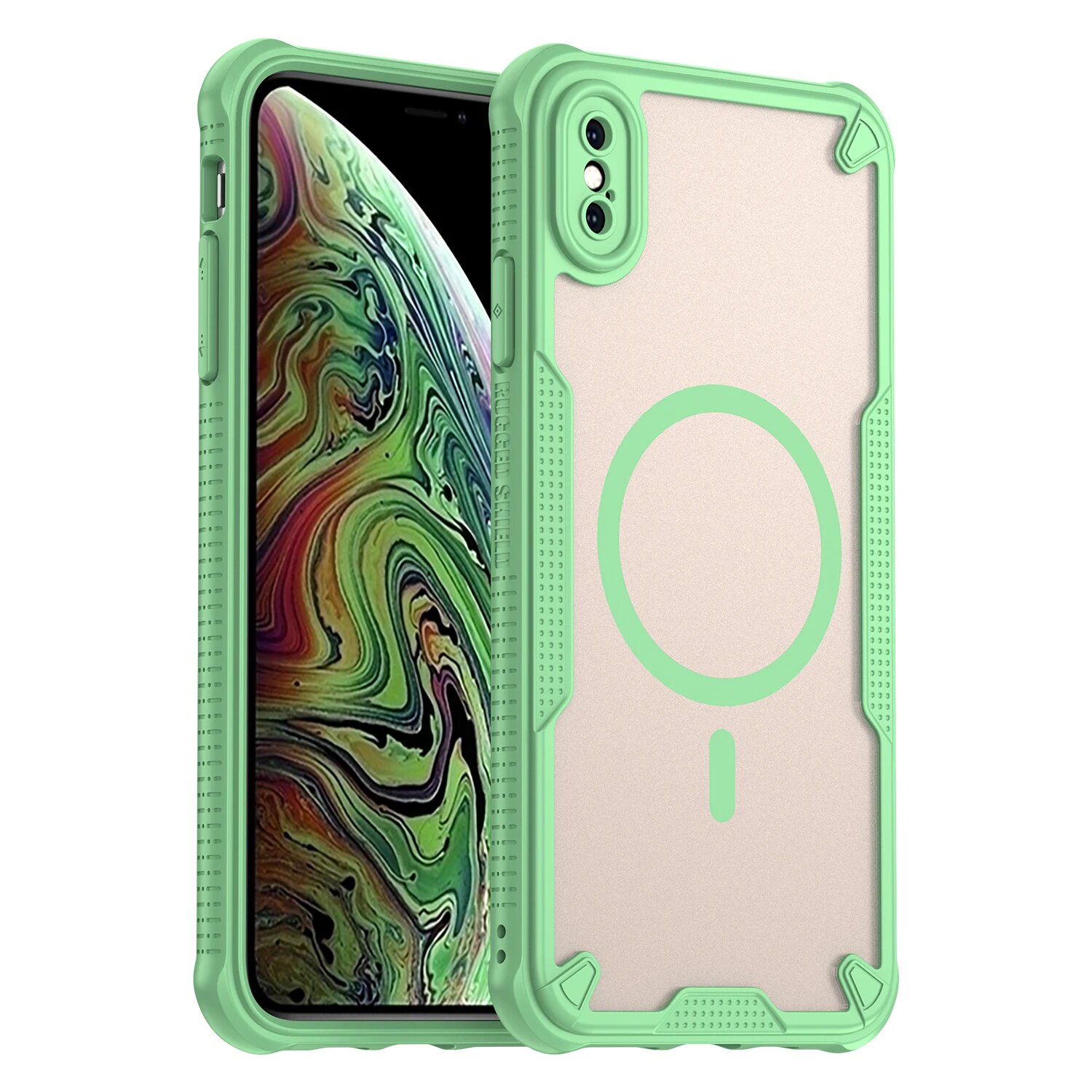 Магнитный роскошный матовый полупрозрачный противоударный чехол для iPhone XS Max, Зеленый, green