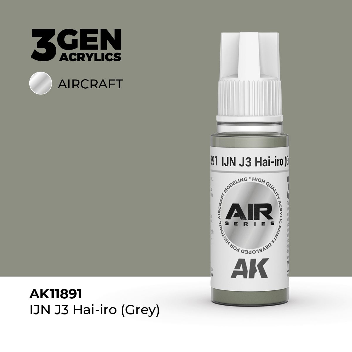 Акриловая краска AK Interactive IJN J3 Hai-iro (Grey) 3GEN AIR, 18мл
