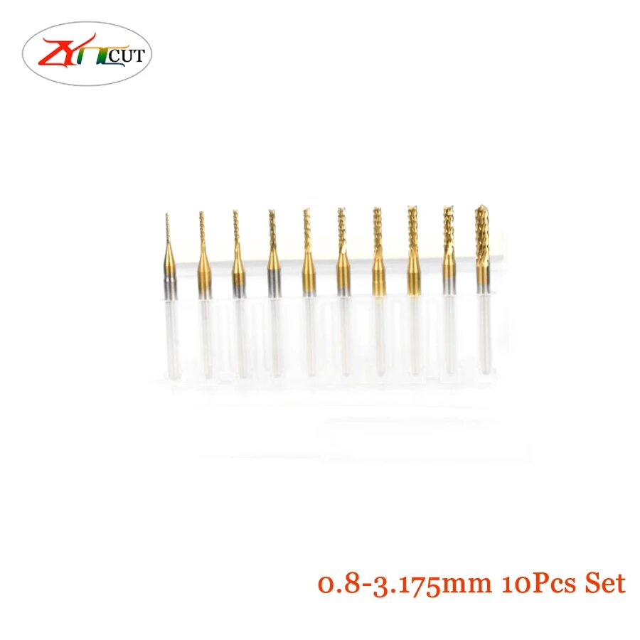 Фрезы Zynccut для печатных плат 0.6-1.5 мм 0.8-3.175mm 10pcs