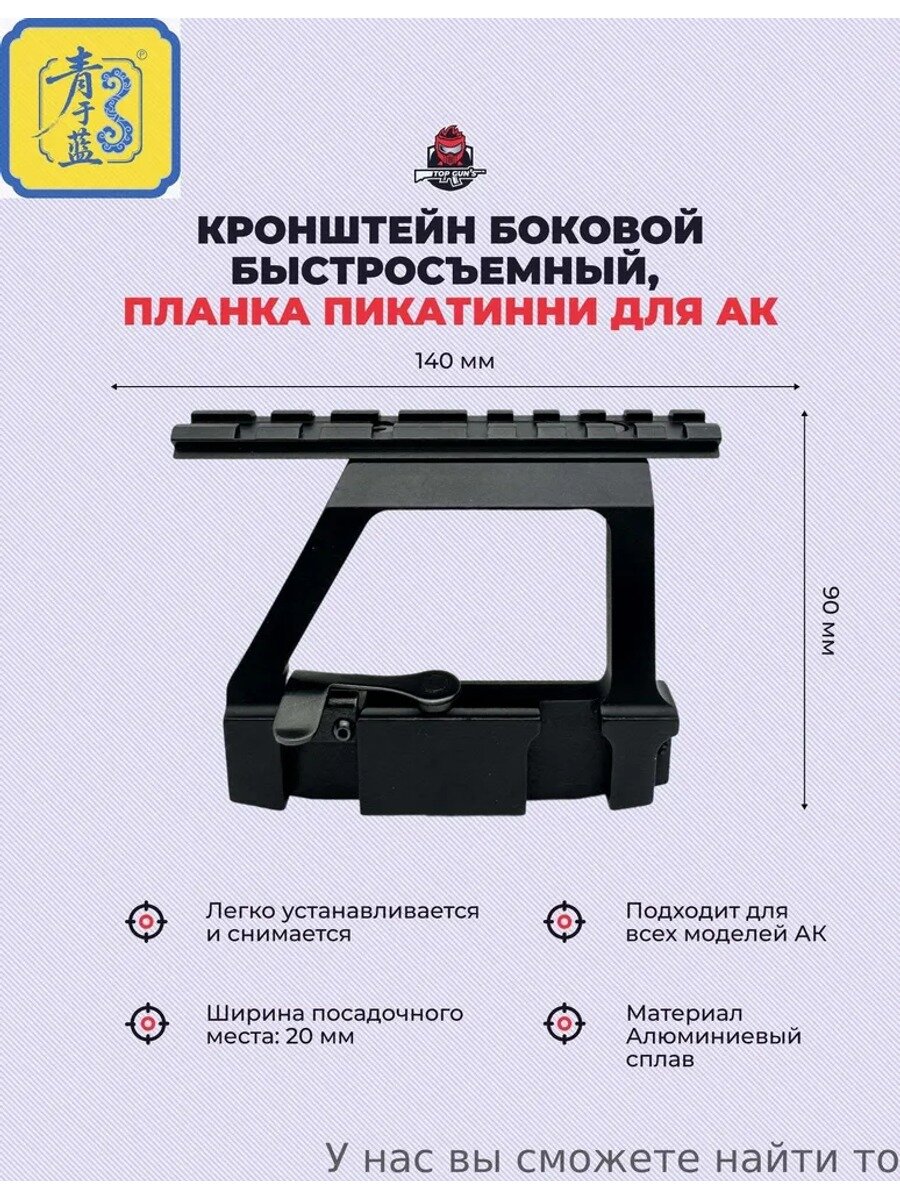 Боковое быстросъёмное крепление с планкой Пикатинни для АК и аксу, аксессуар для игрушечного оружия