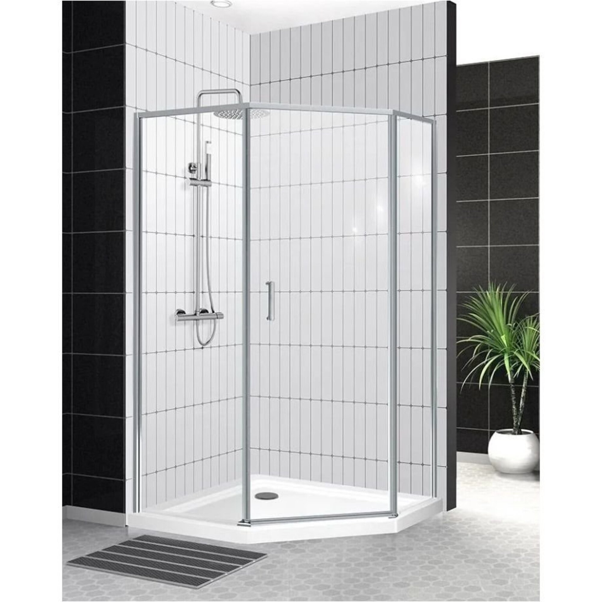 Душевой уголок BelBagno UNO-195-PH-1-100/80-C-Cr хром, стекло прозрачное 5 мм (1000х1950х800) — фото 1