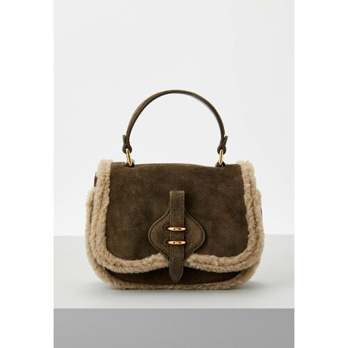 фото Сумка седло coccinelle mavery suede, фактура матовая, темно-зеленый