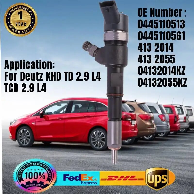 Дойц 0445110513 0445110561 4132014 4132055 04132014KZ Топливная форсунка Common Rail, совместим с TD 2.9 L4 TCD 2.9 L4