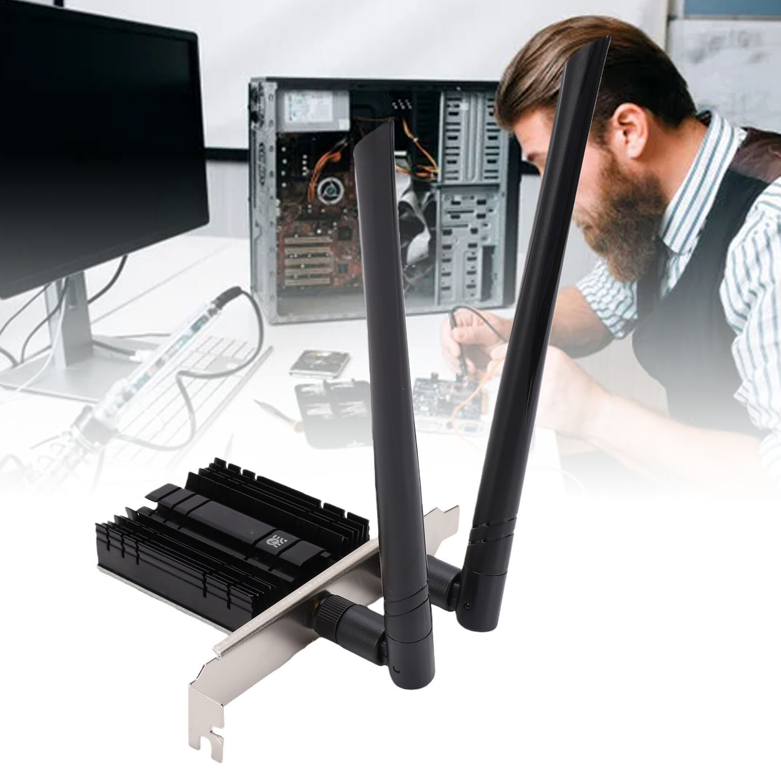 WiFi 7 PCIe WiFi карта подходит для Intel BE200 NGW Bluetooth 5,4 6G 5G 2,4 G 3-полосная 5800 Мбит / с Настольная сетевая карта M.2 NGFF с двумя антеннами
