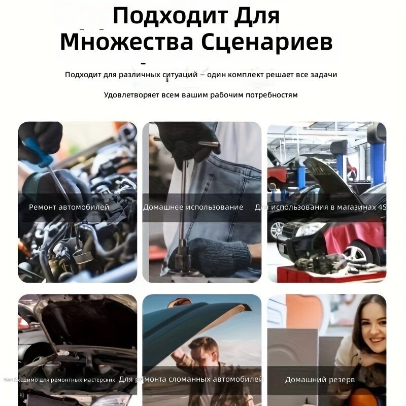 Усиленный набор торцевых ключей из стали хром-ванадий с трещоткой, регулируемой на 180°, размер привода 10 мм, совместим с метрической и дюймовой (SAE) системой, модель 7, для ремонта автомобилей и бытового обслуживания